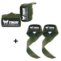 Lifting Straps + Wrist Wraps - Army Green