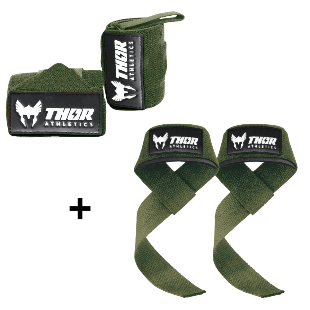 Lifting Straps + Wrist Wraps - Army Green